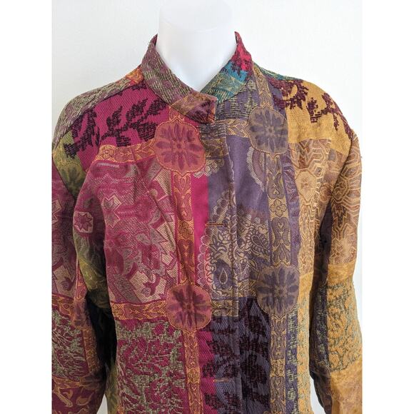 Drapers & Damons Size Large Patchwork Tribal Floral Tapestry Hippie Jacket - Picture 5 of 12